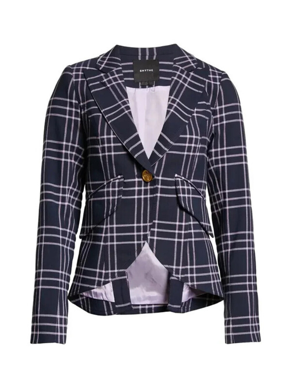 NEW, Smythe Plaid Stretch One-Button Blazer in Multi Sz 12 #SJ2604